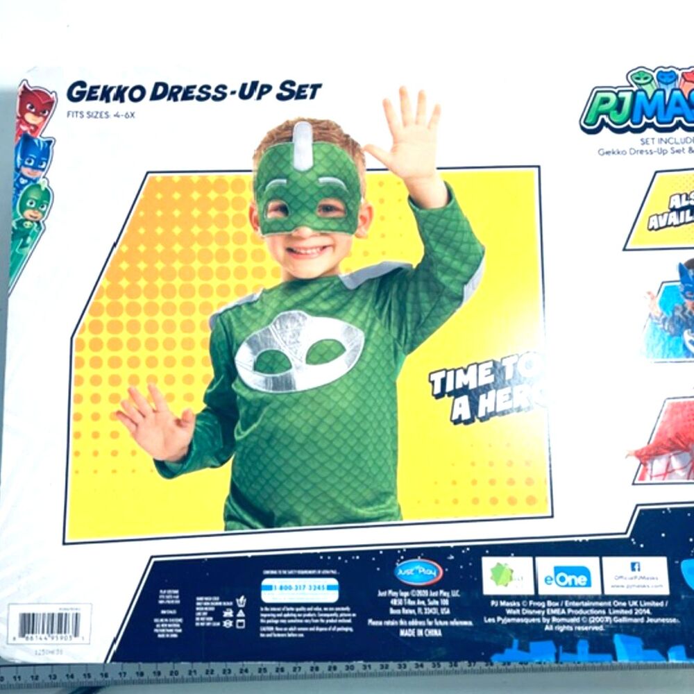 PJmasks Gekko Costume Children SZ 4-6 NEW